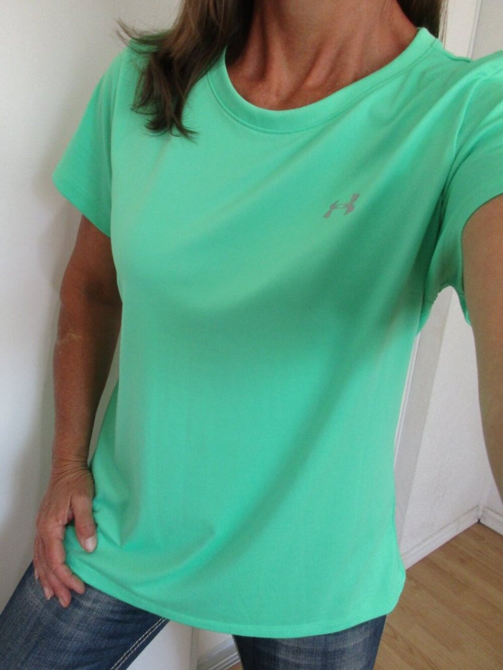 UNDER ARMOUR T-Shirt Size XL Green Loose Fit HEATGEAR